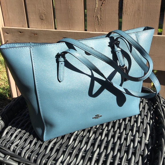 Authentic Blue Coach Zip Top Tote - EUC - Picture 2 of 14